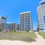 View of resort from the beach - on the right