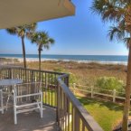 Tropical view of ocean, balcony