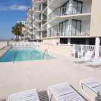 Outdoor pool with beach access