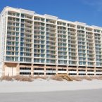 Beach view of resort