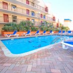 Plenty of pool chairs for poolside lounging