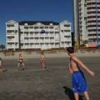 Beach view of resort