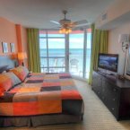 Modern master bedroom with balcony