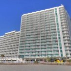 View of building from the beach