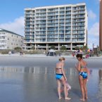 Beach side view, back of resort